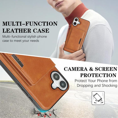 For iPhone 17 Kalebol Strong MagSafe Magnetic Two-Fold Card Bag Leather Phone Case(Brown) - iPhone 17 Cases by Kalebol | Online Shopping UK | buy2fix