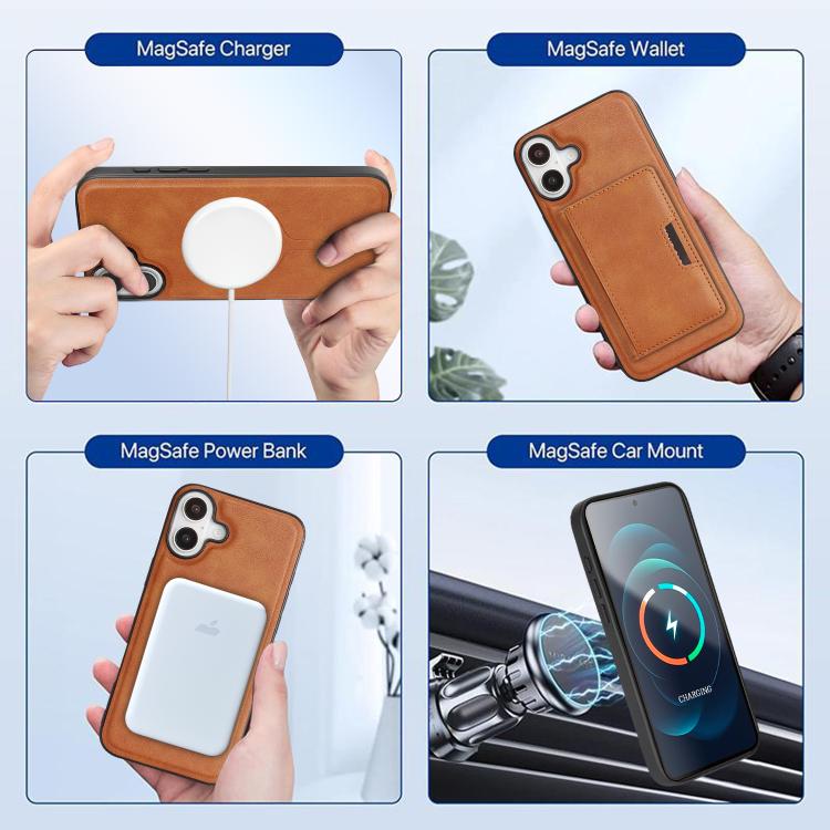 For iPhone 17 Kalebol Strong MagSafe Magnetic Two-Fold Card Bag Leather Phone Case(Brown) - iPhone 17 Cases by Kalebol | Online Shopping UK | buy2fix