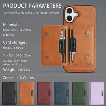 For iPhone 17 Kalebol Strong MagSafe Magnetic Two-Fold Card Bag Leather Phone Case(Brown) - iPhone 17 Cases by Kalebol | Online Shopping UK | buy2fix
