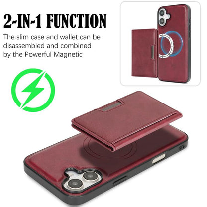 For iPhone 17 Kalebol Strong MagSafe Magnetic Two-Fold Card Bag Leather Phone Case(Red) - iPhone 17 Cases by Kalebol | Online Shopping UK | buy2fix