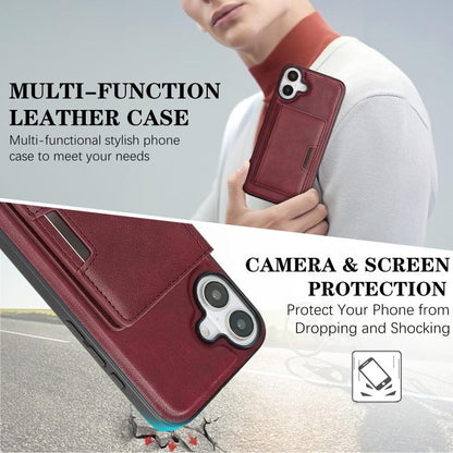 For iPhone 17 Kalebol Strong MagSafe Magnetic Two-Fold Card Bag Leather Phone Case(Red) - iPhone 17 Cases by Kalebol | Online Shopping UK | buy2fix