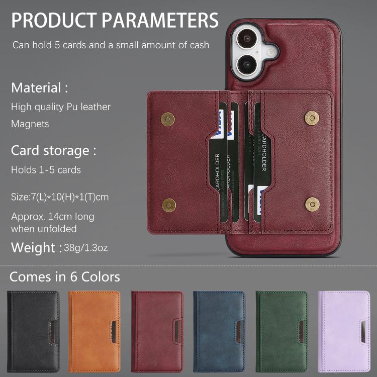 For iPhone 17 Kalebol Strong MagSafe Magnetic Two-Fold Card Bag Leather Phone Case(Red) - iPhone 17 Cases by Kalebol | Online Shopping UK | buy2fix