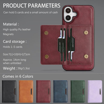 For iPhone 17 Kalebol Strong MagSafe Magnetic Two-Fold Card Bag Leather Phone Case(Red) - iPhone 17 Cases by Kalebol | Online Shopping UK | buy2fix