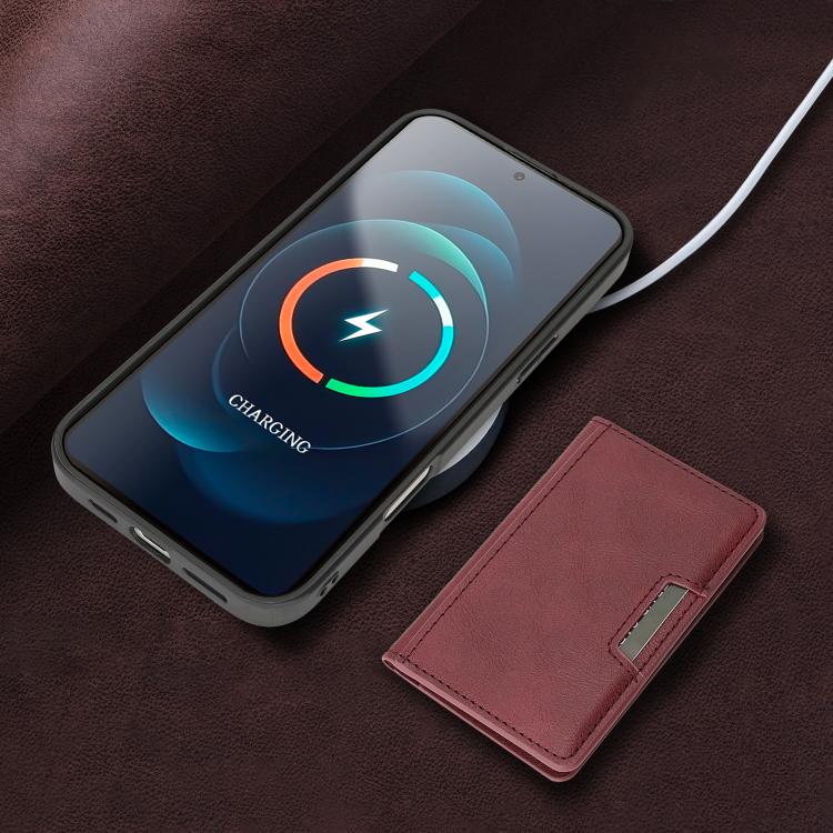 For iPhone 17 Kalebol Strong MagSafe Magnetic Two-Fold Card Bag Leather Phone Case(Red) - iPhone 17 Cases by Kalebol | Online Shopping UK | buy2fix