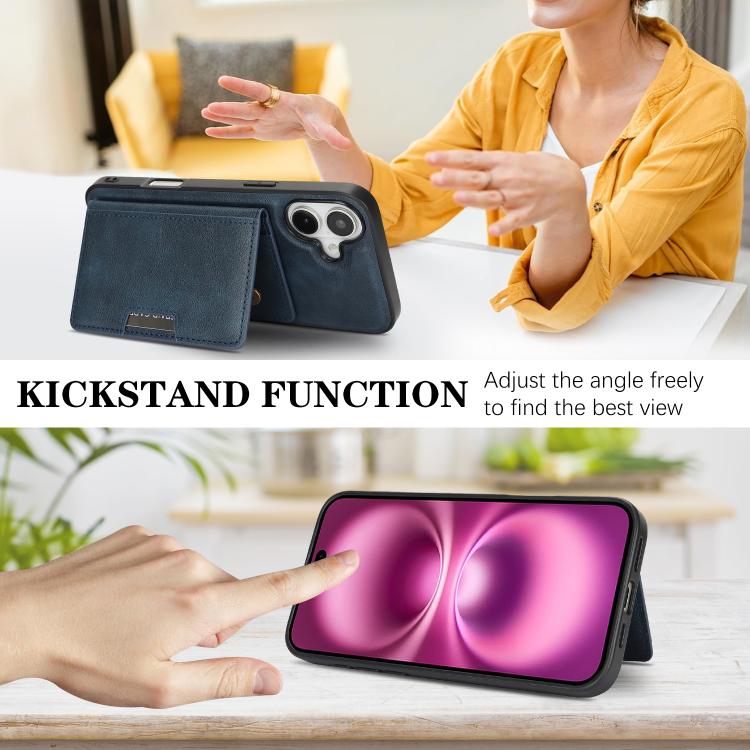 For iPhone 17 Kalebol Strong MagSafe Magnetic Two-Fold Card Bag Leather Phone Case(Blue) - iPhone 17 Cases by Kalebol | Online Shopping UK | buy2fix