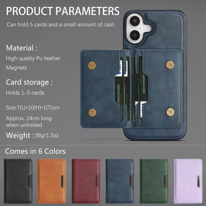 For iPhone 17 Kalebol Strong MagSafe Magnetic Two-Fold Card Bag Leather Phone Case(Blue) - iPhone 17 Cases by Kalebol | Online Shopping UK | buy2fix