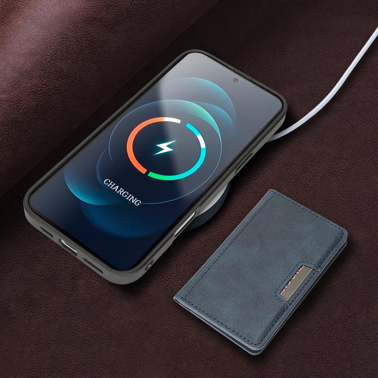 For iPhone 17 Kalebol Strong MagSafe Magnetic Two-Fold Card Bag Leather Phone Case(Blue) - iPhone 17 Cases by Kalebol | Online Shopping UK | buy2fix