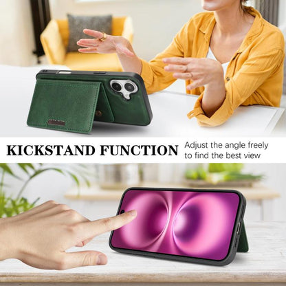 For iPhone 17 Kalebol Strong MagSafe Magnetic Two-Fold Card Bag Leather Phone Case(Green) - iPhone 17 Cases by Kalebol | Online Shopping UK | buy2fix