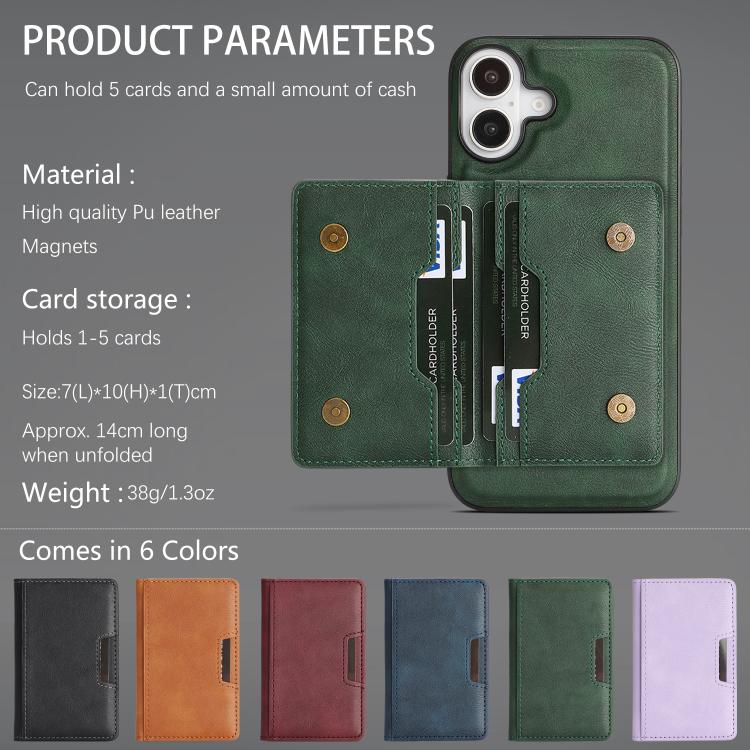 For iPhone 17 Kalebol Strong MagSafe Magnetic Two-Fold Card Bag Leather Phone Case(Green) - iPhone 17 Cases by Kalebol | Online Shopping UK | buy2fix