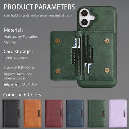 For iPhone 17 Kalebol Strong MagSafe Magnetic Two-Fold Card Bag Leather Phone Case(Green) - iPhone 17 Cases by Kalebol | Online Shopping UK | buy2fix