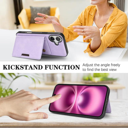 For iPhone 17 Kalebol Strong MagSafe Magnetic Two-Fold Card Bag Leather Phone Case(Purple) - iPhone 17 Cases by Kalebol | Online Shopping UK | buy2fix