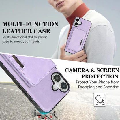 For iPhone 17 Kalebol Strong MagSafe Magnetic Two-Fold Card Bag Leather Phone Case(Purple) - iPhone 17 Cases by Kalebol | Online Shopping UK | buy2fix