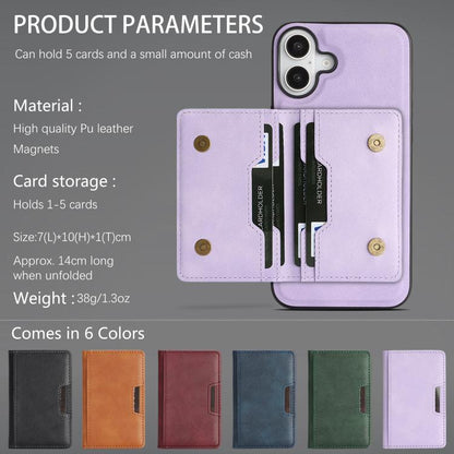 For iPhone 17 Kalebol Strong MagSafe Magnetic Two-Fold Card Bag Leather Phone Case(Purple) - iPhone 17 Cases by Kalebol | Online Shopping UK | buy2fix
