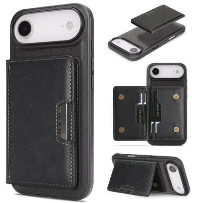 For iPhone 17 Air Kalebol Strong MagSafe Magnetic Two-Fold Card Bag Leather Phone Case(Black) - iPhone 17 Air Cases by Kalebol | Online Shopping UK | buy2fix