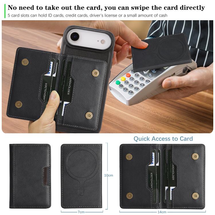 For iPhone 17 Air Kalebol Strong MagSafe Magnetic Two-Fold Card Bag Leather Phone Case(Black) - iPhone 17 Air Cases by Kalebol | Online Shopping UK | buy2fix