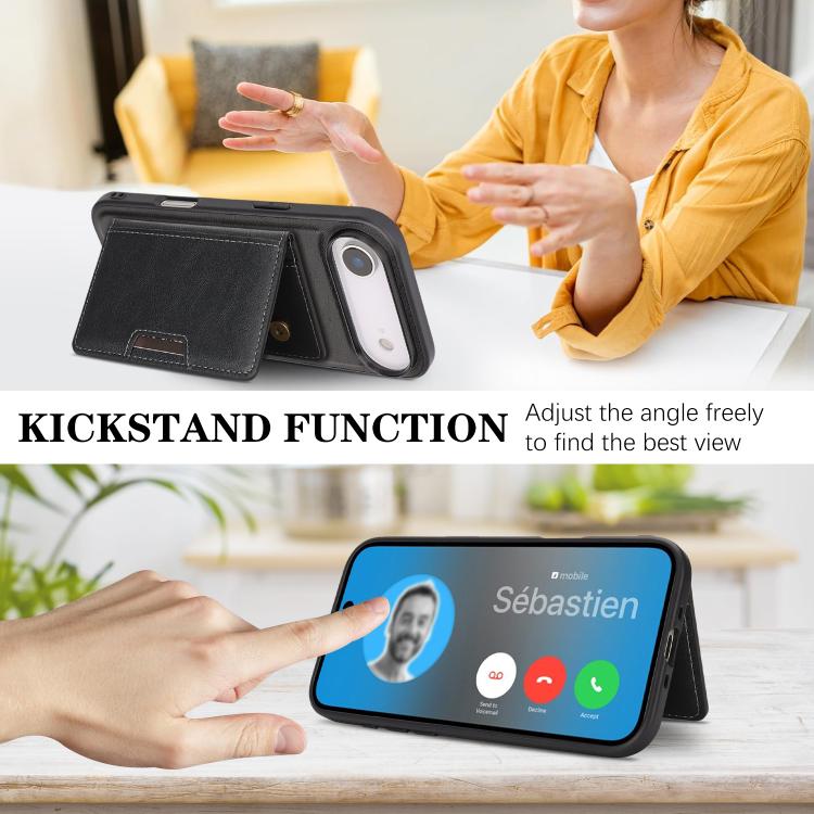 For iPhone 17 Air Kalebol Strong MagSafe Magnetic Two-Fold Card Bag Leather Phone Case(Black) - iPhone 17 Air Cases by Kalebol | Online Shopping UK | buy2fix