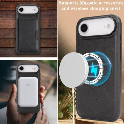 For iPhone 17 Air Kalebol Strong MagSafe Magnetic Two-Fold Card Bag Leather Phone Case(Black) - iPhone 17 Air Cases by Kalebol | Online Shopping UK | buy2fix