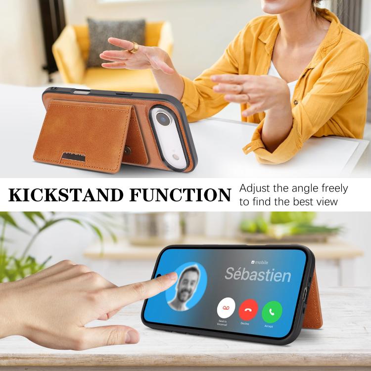 For iPhone 17 Air Kalebol Strong MagSafe Magnetic Two-Fold Card Bag Leather Phone Case(Brown) - iPhone 17 Air Cases by Kalebol | Online Shopping UK | buy2fix