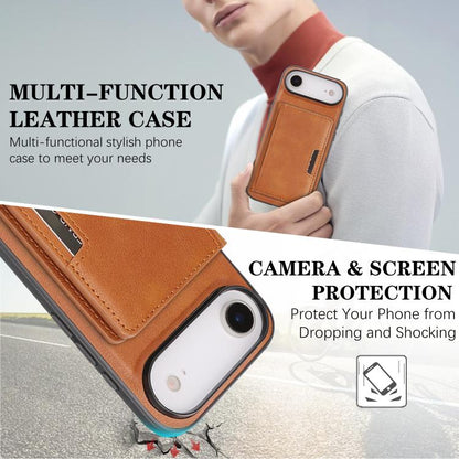 For iPhone 17 Air Kalebol Strong MagSafe Magnetic Two-Fold Card Bag Leather Phone Case(Brown) - iPhone 17 Air Cases by Kalebol | Online Shopping UK | buy2fix