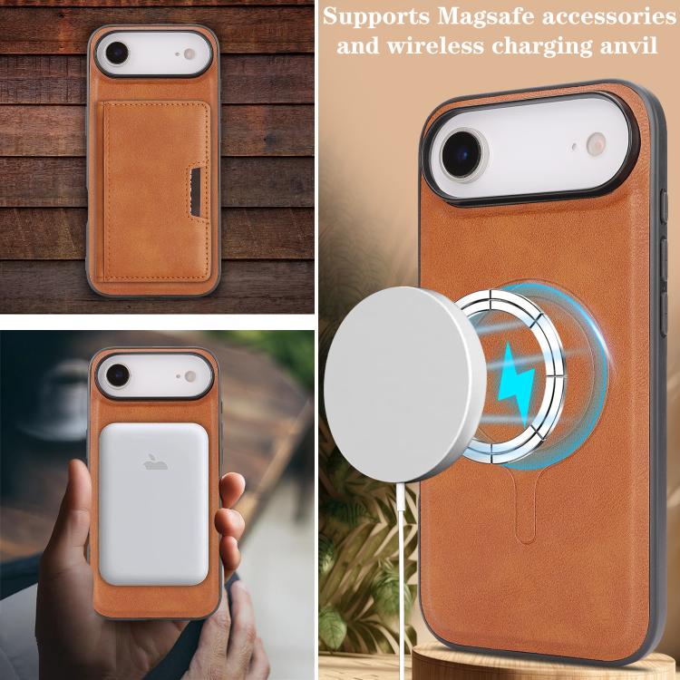 For iPhone 17 Air Kalebol Strong MagSafe Magnetic Two-Fold Card Bag Leather Phone Case(Brown) - iPhone 17 Air Cases by Kalebol | Online Shopping UK | buy2fix