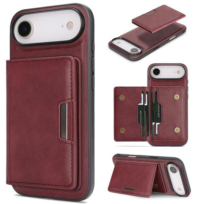 For iPhone 17 Air Kalebol Strong MagSafe Magnetic Two-Fold Card Bag Leather Phone Case(Red) - iPhone 17 Air Cases by Kalebol | Online Shopping UK | buy2fix