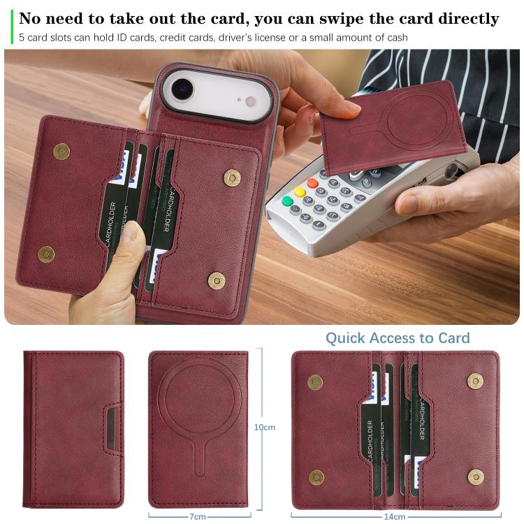 For iPhone 17 Air Kalebol Strong MagSafe Magnetic Two-Fold Card Bag Leather Phone Case(Red) - iPhone 17 Air Cases by Kalebol | Online Shopping UK | buy2fix