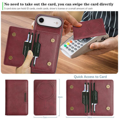 For iPhone 17 Air Kalebol Strong MagSafe Magnetic Two-Fold Card Bag Leather Phone Case(Red) - iPhone 17 Air Cases by Kalebol | Online Shopping UK | buy2fix