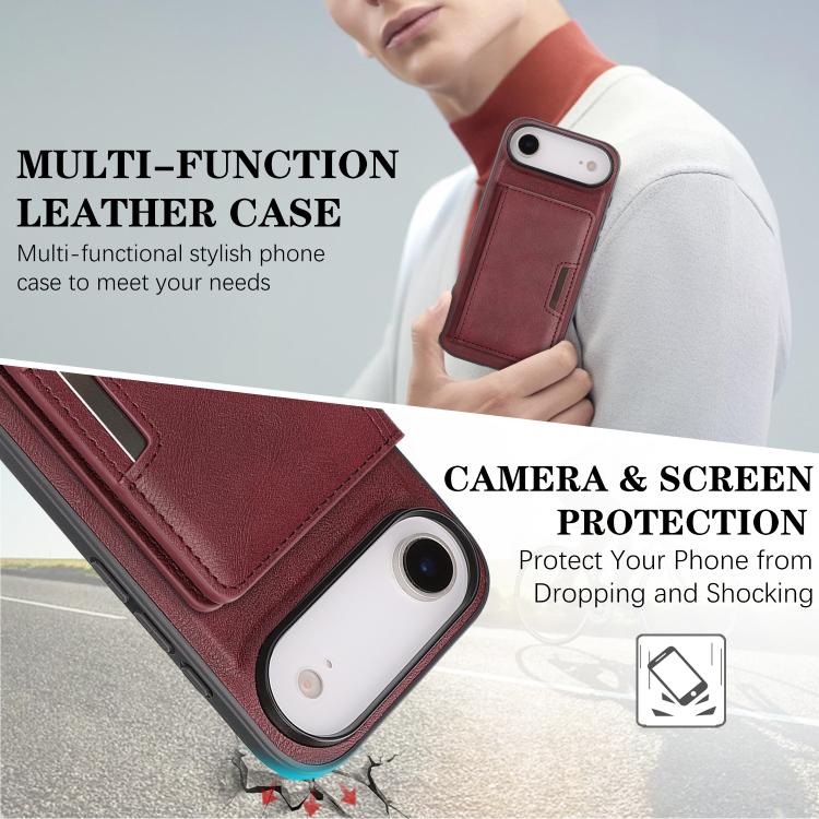 For iPhone 17 Air Kalebol Strong MagSafe Magnetic Two-Fold Card Bag Leather Phone Case(Red) - iPhone 17 Air Cases by Kalebol | Online Shopping UK | buy2fix