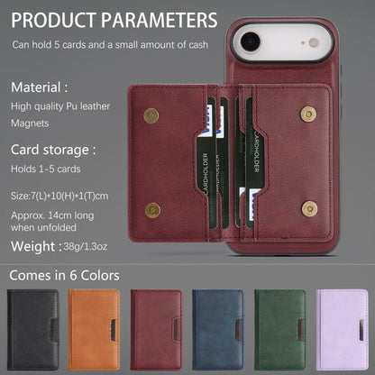 For iPhone 17 Air Kalebol Strong MagSafe Magnetic Two-Fold Card Bag Leather Phone Case(Red) - iPhone 17 Air Cases by Kalebol | Online Shopping UK | buy2fix