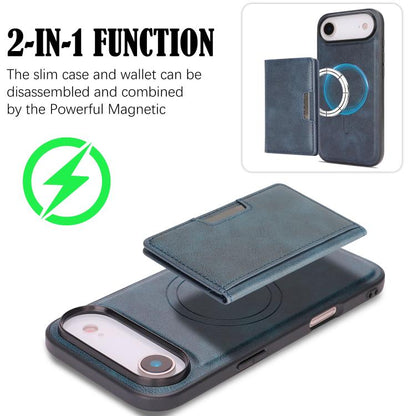 For iPhone 17 Air Kalebol Strong MagSafe Magnetic Two-Fold Card Bag Leather Phone Case(Blue) - iPhone 17 Air Cases by Kalebol | Online Shopping UK | buy2fix