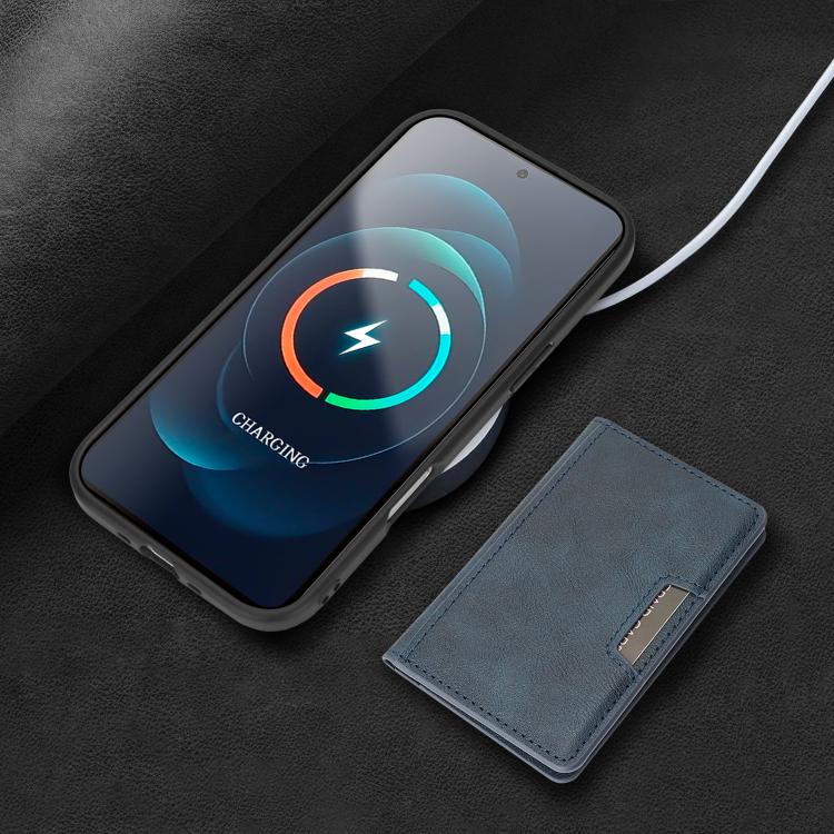 For iPhone 17 Air Kalebol Strong MagSafe Magnetic Two-Fold Card Bag Leather Phone Case(Blue) - iPhone 17 Air Cases by Kalebol | Online Shopping UK | buy2fix