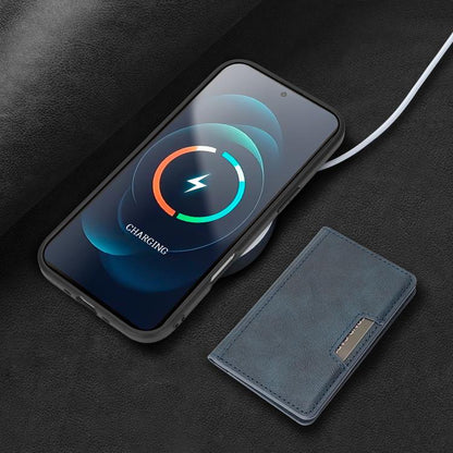 For iPhone 17 Air Kalebol Strong MagSafe Magnetic Two-Fold Card Bag Leather Phone Case(Blue) - iPhone 17 Air Cases by Kalebol | Online Shopping UK | buy2fix