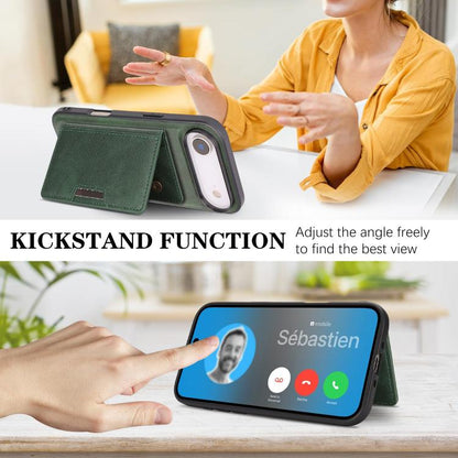 For iPhone 17 Air Kalebol Strong MagSafe Magnetic Two-Fold Card Bag Leather Phone Case(Green) - iPhone 17 Air Cases by Kalebol | Online Shopping UK | buy2fix