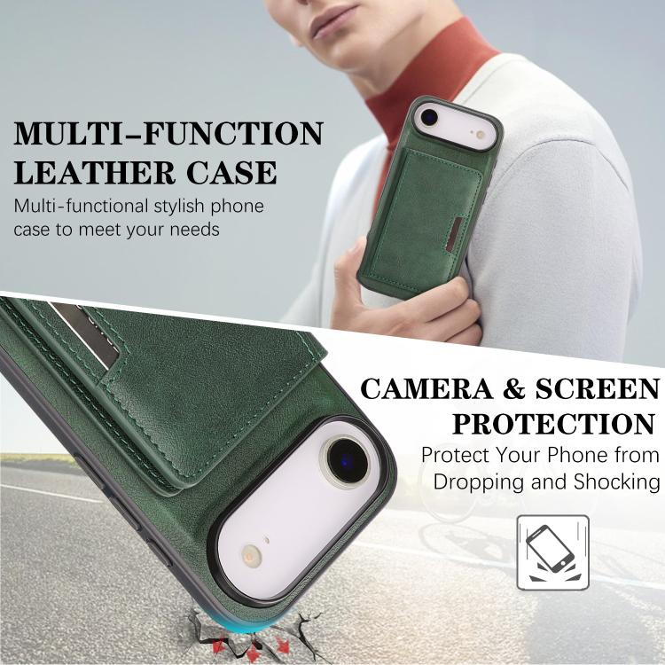 For iPhone 17 Air Kalebol Strong MagSafe Magnetic Two-Fold Card Bag Leather Phone Case(Green) - iPhone 17 Air Cases by Kalebol | Online Shopping UK | buy2fix