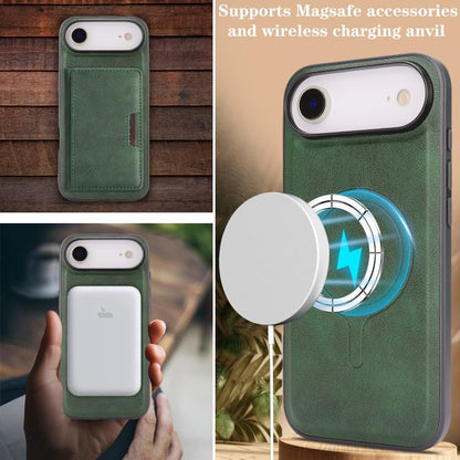 For iPhone 17 Air Kalebol Strong MagSafe Magnetic Two-Fold Card Bag Leather Phone Case(Green) - iPhone 17 Air Cases by Kalebol | Online Shopping UK | buy2fix