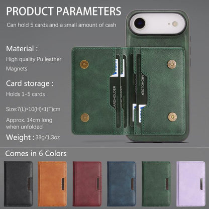 For iPhone 17 Air Kalebol Strong MagSafe Magnetic Two-Fold Card Bag Leather Phone Case(Green) - iPhone 17 Air Cases by Kalebol | Online Shopping UK | buy2fix