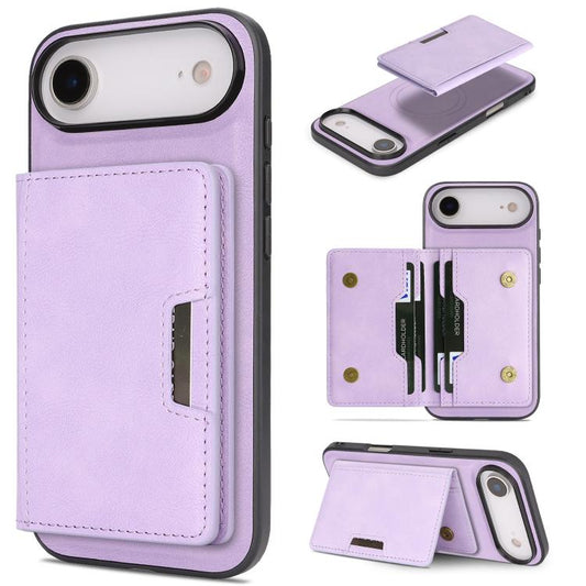 For iPhone 17 Air Kalebol Strong MagSafe Magnetic Two-Fold Card Bag Leather Phone Case(Purple) - iPhone 17 Air Cases by Kalebol | Online Shopping UK | buy2fix