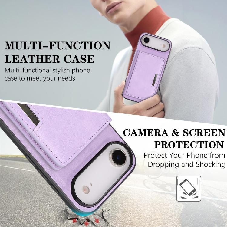 For iPhone 17 Air Kalebol Strong MagSafe Magnetic Two-Fold Card Bag Leather Phone Case(Purple) - iPhone 17 Air Cases by Kalebol | Online Shopping UK | buy2fix