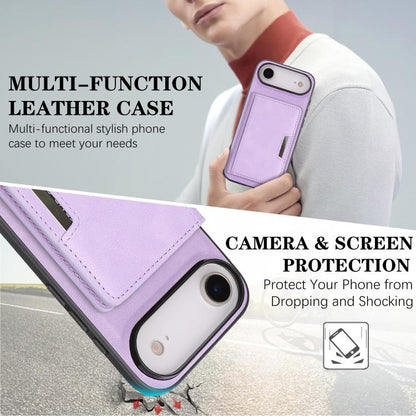 For iPhone 17 Air Kalebol Strong MagSafe Magnetic Two-Fold Card Bag Leather Phone Case(Purple) - iPhone 17 Air Cases by Kalebol | Online Shopping UK | buy2fix