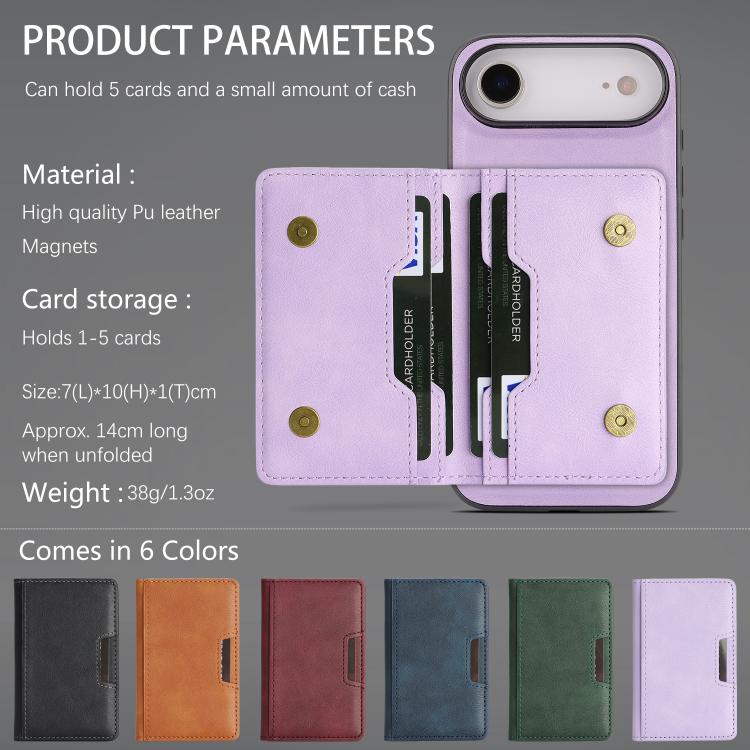 For iPhone 17 Air Kalebol Strong MagSafe Magnetic Two-Fold Card Bag Leather Phone Case(Purple) - iPhone 17 Air Cases by Kalebol | Online Shopping UK | buy2fix