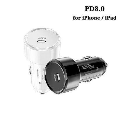 P9 PD65W USB-C Car Charger for iPhone / iPad series(Black) - Car Charger by buy2fix | Online Shopping UK | buy2fix