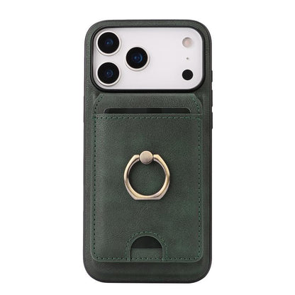 For iPhone 17 Pro Max Kalebol Strong MagSafe Ring Magnetic Card Bag Holder Leather Phone Case(Green) - iPhone 17 Pro Max Cases by Kalebol | Online Shopping UK | buy2fix