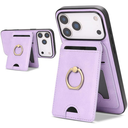 For iPhone 17 Pro Max Kalebol Strong MagSafe Ring Magnetic Card Bag Holder Leather Phone Case(Purple) - iPhone 17 Pro Max Cases by Kalebol | Online Shopping UK | buy2fix