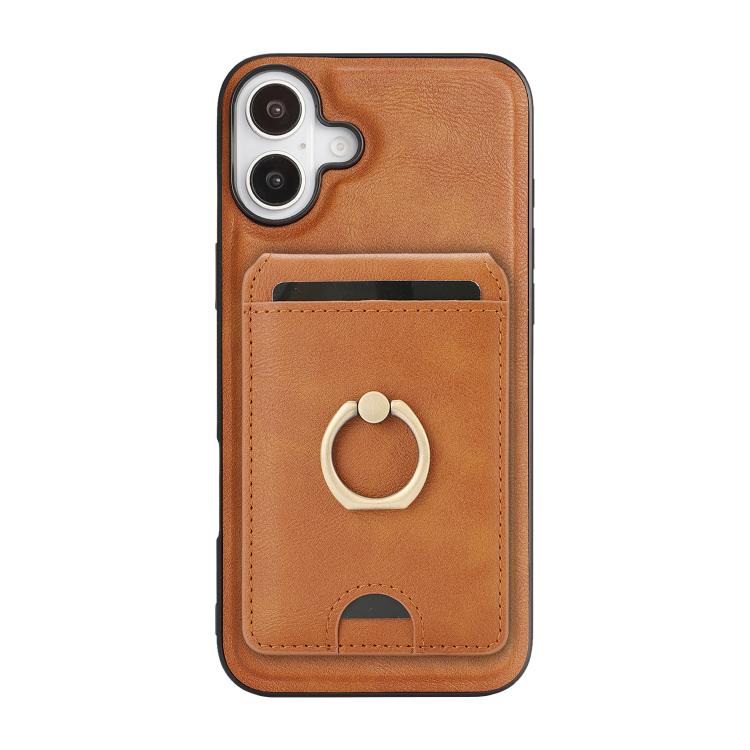 For iPhone 17 Kalebol Strong MagSafe Ring Magnetic Card Bag Holder Leather Phone Case(Brown) - iPhone 17 Cases by Kalebol | Online Shopping UK | buy2fix