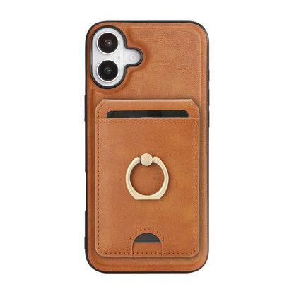For iPhone 17 Kalebol Strong MagSafe Ring Magnetic Card Bag Holder Leather Phone Case(Brown) - iPhone 17 Cases by Kalebol | Online Shopping UK | buy2fix
