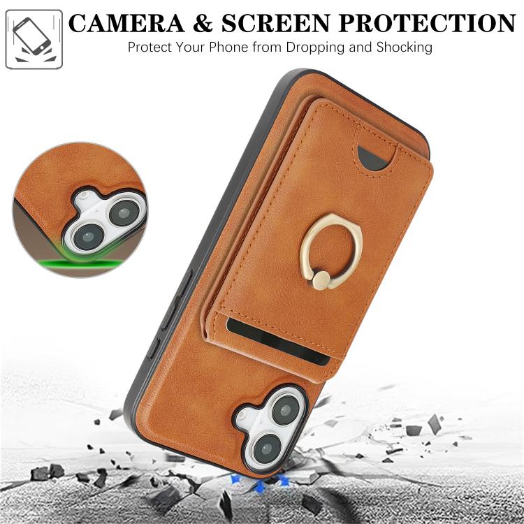 For iPhone 17 Kalebol Strong MagSafe Ring Magnetic Card Bag Holder Leather Phone Case(Brown) - iPhone 17 Cases by Kalebol | Online Shopping UK | buy2fix