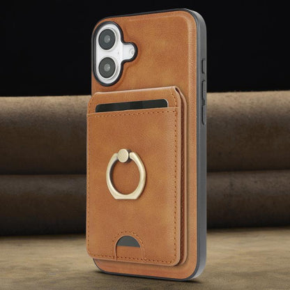 For iPhone 17 Kalebol Strong MagSafe Ring Magnetic Card Bag Holder Leather Phone Case(Brown) - iPhone 17 Cases by Kalebol | Online Shopping UK | buy2fix