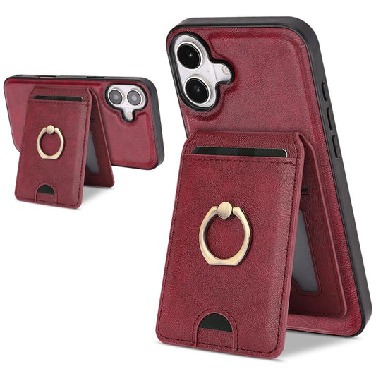 For iPhone 17 Kalebol Strong MagSafe Ring Magnetic Card Bag Holder Leather Phone Case(Red) - iPhone 17 Cases by Kalebol | Online Shopping UK | buy2fix