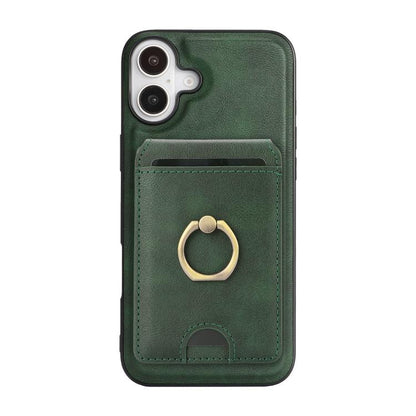 For iPhone 17 Kalebol Strong MagSafe Ring Magnetic Card Bag Holder Leather Phone Case(Green) - iPhone 17 Cases by Kalebol | Online Shopping UK | buy2fix
