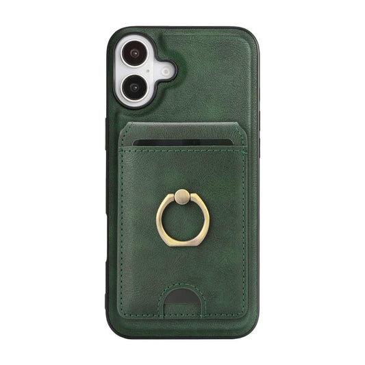 For iPhone 17 Kalebol Strong MagSafe Ring Magnetic Card Bag Holder Leather Phone Case(Green) - iPhone 17 Cases by Kalebol | Online Shopping UK | buy2fix